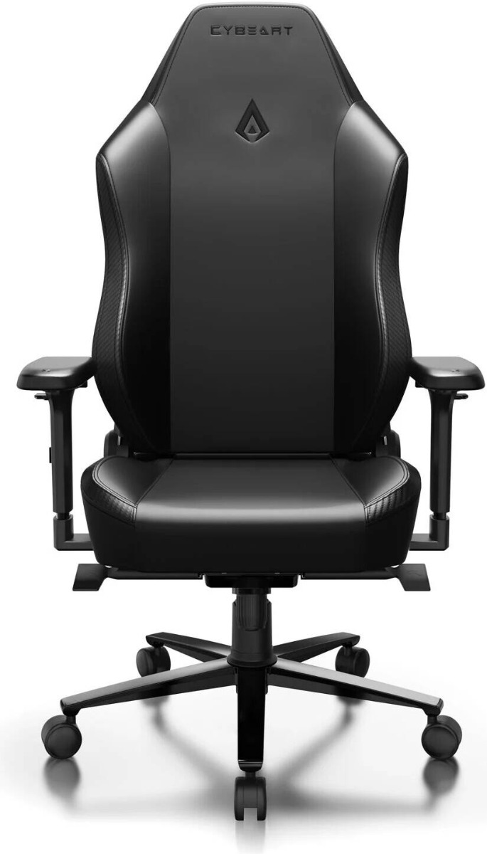كرسي ألعاب ومكتب Cybeart APEX Series Ghost Black مع دعم قطني رباعي الاتجاهات (4D)، ومسندات ذراع رباعية الحركة (4D)، مصنوع من جلد صناعي فاخر Endura Nappa، مزوّد بوسادة مغناطيسية، وآلية إمالة واستلقاء قابلة للتعديل
