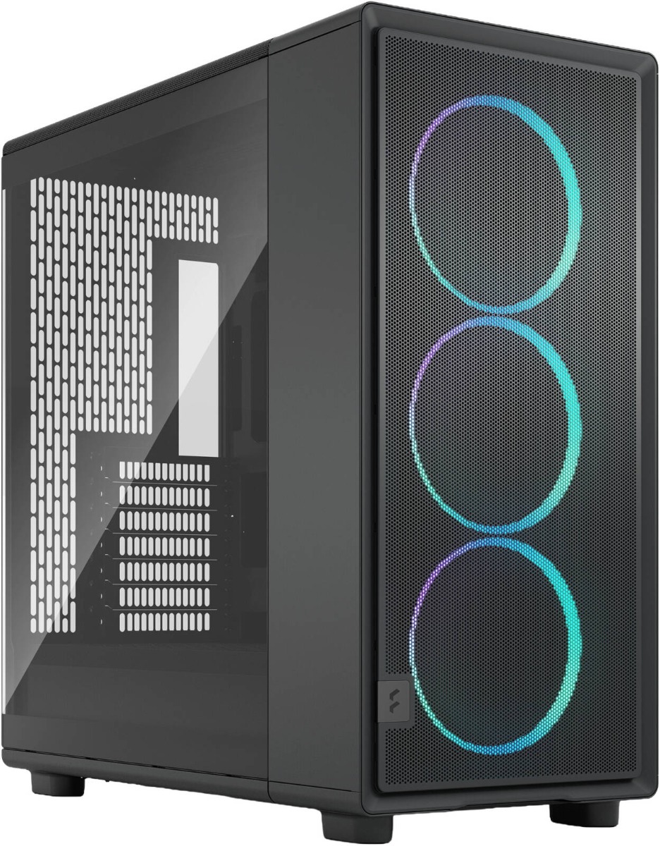 كيس كمبيوتر Fractal Design Epoch XL، لوحة جانبية من الزجاج المقسى، 3 × Momentum 14 (أمامية)، Mini ITX، Micro ATX، ATX، E-ATX، الحد الأقصى لطول بطاقة الرسومات 425 مم، أسود