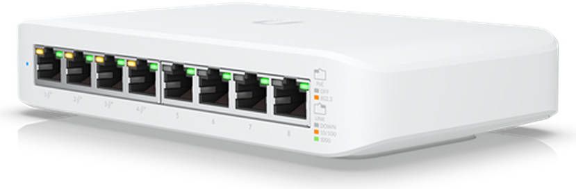 Ubiquiti UniFi USW-Lite-8-POE 8-Port Managed Gigabit PoE+ Switch – 4×802.3af/at PoE+, 52 W Total PoE Budget, Fanless Layer 2