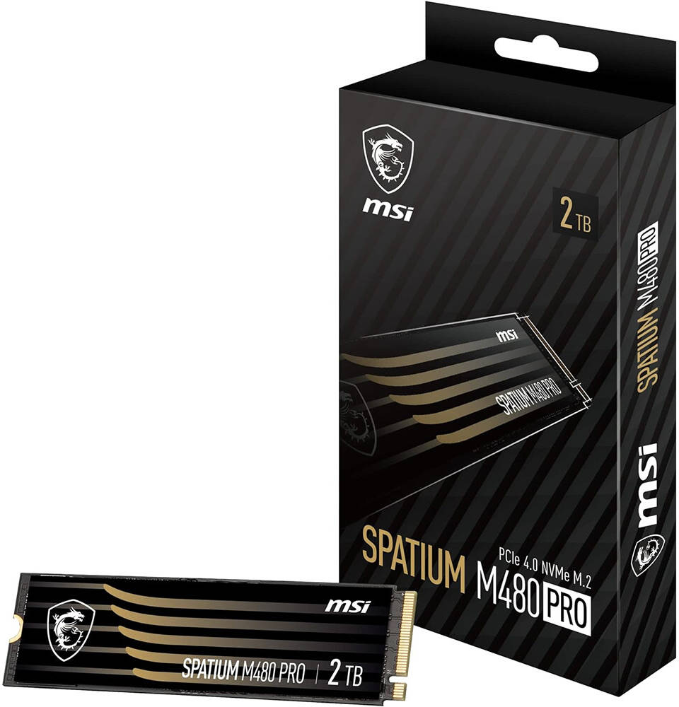 MSI Spatium M480 Pro 2 تيرابايت SSD NVMe M.2 PCIe 4.0، سرعة قراءة تسلسلية تصل إلى 7400 ميجابايت/ثانية وسرعة كتابة تسلسلية تصل إلى 7000 ميجابايت/ثانية