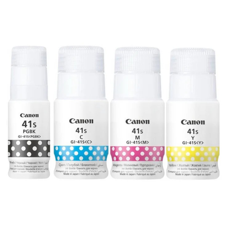 Canon GI-41 Full set Ink Bottles ( Black, Cyan, Yellow, Magenta ), 70 ml, Prints Up to 7,700 Pages