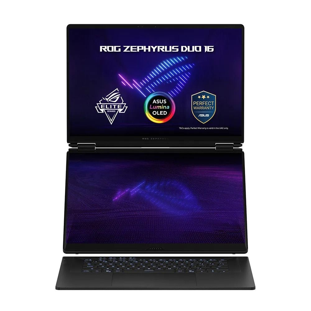 ASUS ROG Zephyrus Duo GX651AX-SR014W Gaming Laptop Intel Core Ultra 9-386H Processor 64GB Ram 2TB SSD Storage NVIDIA GeForce RTX 5090-24GB Graphics 16 Inch 3K OLED 120Hz Touch Display Operating System Windows 11 Home English Arabic Keyboard - Stellar Grey