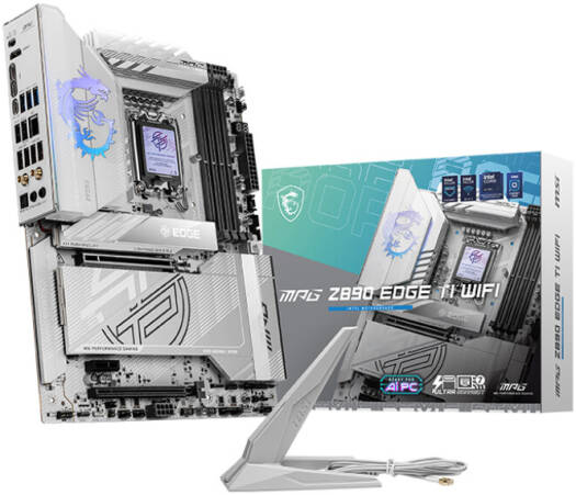 MSI MPG Z890 EDGE TI WIFI لوحة أم ATX بمقبس LGA 1851، معالج Intel Z890، ذاكرة DDR5، تقنية PCIe 5.0، Thunderbolt 4، اتصال WiFi 7 وBluetooth.