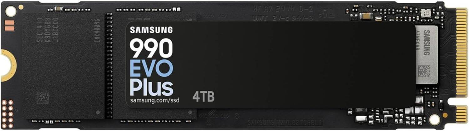 Samsung 990 Evo Plus 4TB Internal SSD, PCIe Gen 4.0 x4 / 5.0 x2 NVMe 2.0 Interface, Up to 7,250 MB/s Read & 6,300 MB/s Write Support