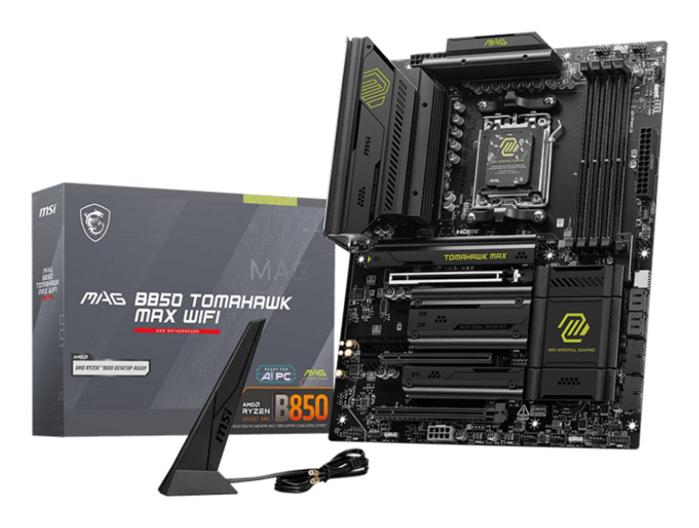 لوحة أم MSI MAG B850 TOMAHAWK WIFI بمقبس AM5 وبحجم ATX، بشريحة AMD B850 وذاكرة DDR5 مع دعم Wi-Fi وBluetooth | 911-7E53-001