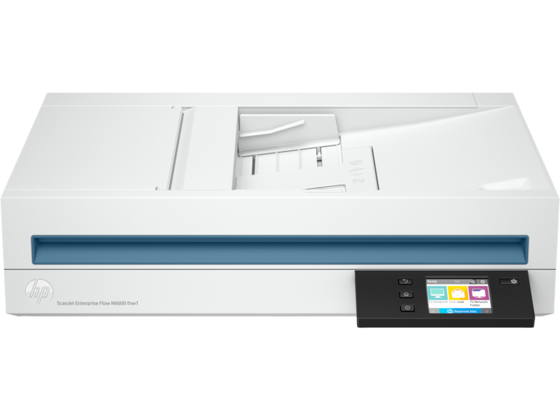 HP ScanJet Enterprise Flow N6600 fnw11200 x 1200 dpi Resolution 50 ppm Print Speed 8000 pages 100 sheets Output Capacity Touchscreen Display