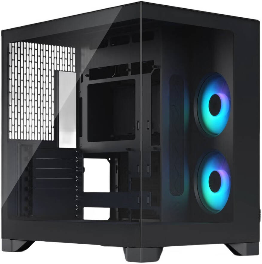 Fractal Pop 2 Vision Computer Case, Dual Chamber Mid Tower PC Case, Panoramic Tempered Glass, ATX E-ATX Micro ATX Mini ITX Mini DTX, 172 mm CPU Cooler Support, 360 mm Top Radiator Support, USB Type-C 5 Gbps - Black