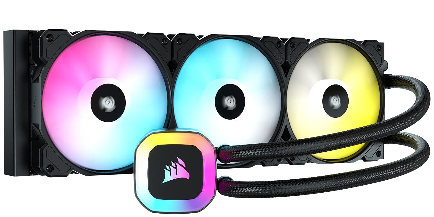 CORSAIR H150 RGB 360mm Liquid CPU Cooler 120mm 1,500 RPM Corsair SP RGB Elite PWM fans Black | CW9060054-WW