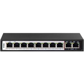 D‑Link DES-F1010P-E 10‑Port 10/100 PoE+ Long‑Range Surveillance Switch (8 PoE + 2 Uplink, 96W, 250m Mode)