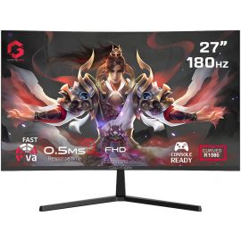 GAMEON GC27F180VA Pro Series Curved Gaming Monitor 27" FHD 1920 x 1080 VA Display 180Hz Refresh Rate 0.5ms (MPRT) Response Time R1500 Curvature AMD FreeSync Tecnology 1× DP1.4 1× HDMI 2.1 - Black