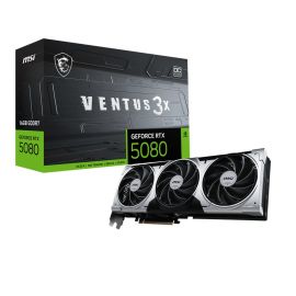 MSI GeForce RTX 5080 16G VENTUS 3X OC 16 GB GDDR7 256-bit PCIe Gen5 Graphics Card, Triple-Fan VENTUS Cooling, DLSS 4 & Ray Tracing, DisplayPort 2.1b + HDMI 2.1b