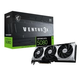 MSI GeForce RTX 5080 16G VENTUS 3X OC PLUS – 16 GB GDDR7 256-bit PCIe Gen5 Graphics Card, Triple-Fan VENTUS Cooling, DLSS 4 & Ray Tracing, DisplayPort 2.1b + HDMI 2.1b
