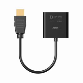 Promate ProLink-H2V HDMI to VGA Adapter – Full HD 1080p, Plug-and-Play, Gold-Plated HDMI, No External Power, Lightweight, Compatible with HDMI Devices to VGA Displays – Black