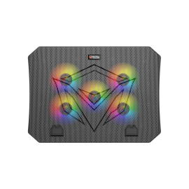 Meetion CP3030 Gaming Cooling Pad , 370x265x32mm, 4-Level Height Adjustable, Dual USB Ports, 5-Fan Rapid Cooling, RGB Backlit, for 9–15.6" Laptops