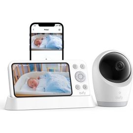 جهاز مراقبة الأطفال eufy E21 – كاميرا بدقة 4K، اتصال هجين (Wi-Fi / بدون Wi-Fi)، تحكم عبر التطبيق والشاشة، دوران وإمالة، تقريب 8×، رؤية ليلية فائقة الوضوح، محمول ببطارية مدمجة