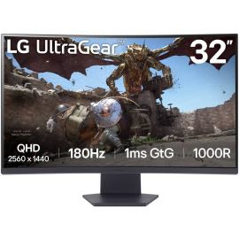 LG UltraGear Curved Gaming Monitor 32 inch 32GS60QC-B Full HD 2560 x 1440 180Hz Refresh Rate 1ms Response Time HDR10 1000R AMD FreeSync