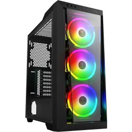 GAMDIAS TALOS M1 Lite Mid-Tower Gaming Case – Trapezoidal Tempered Glass, Trio-Ring ARGB Fans, Mesh Front, ATX / Micro-ATX / Mini-ITX Compatible