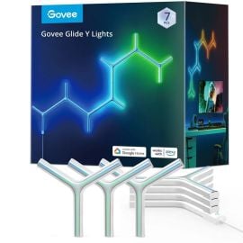 لوحة إضاءة Govee H6065301 RGBIC على شكل حرف Y، عبوة من 7 قطع - لوحات جدارية معيارية بقدرة 72 واط، مع واي فاي وبلوتوث، ومزامنة الموسيقى، وأكثر من 40 وضعًا للمشهد