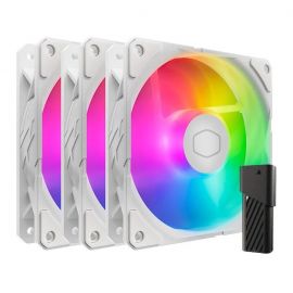 مجموعة مراوح Cooler Master SickleFlow Edge 120 ARGB (3 في 1) بتدفق هواء عالٍ لمراوح الكيس مع متحكم ARGB من الجيل الثاني باللون الأبيض