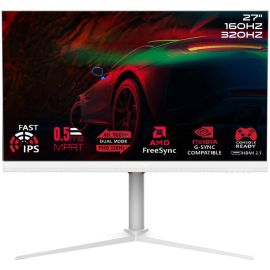 شاشة ألعاب GAMEON Switch X Series مقاس 27 بوصة GOSX27W 4K UHD/FHD مزدوجة التبديل 3840 × 2160 معدل تحديث 160/320 هرتز 0.5 مللي ثانية وقت استجابة MPRT G-Sync و FreeSync، مكبرات صوت ستيريو مدمجة 5 وات، تدعم PS5، لون أبيض