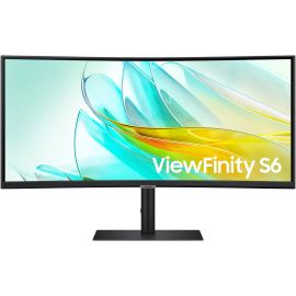 SAMSUNG View Finity Monitor S6 34 inch LS34C650UAMXUE UWQHD VA Display 3,440 x 1,440 Refresh Rate 100Hz Response Time 5 ms 1000R Curvature Built-In Speaker KVM Switch FreeSync Technology Display Port HDMI Black  