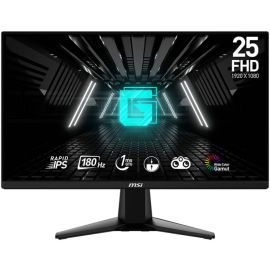MSI Gaming Monitor G255F 24.5 inch FHD Rapid IPS Display 1920 x 1080 180Hz Refresh Rate 1ms Response Time AdaptiveSync Technology Wide Color Gamut True Color Edge-to-Edge Design Display Port HDMI BLACK