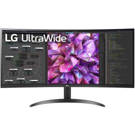 LG UltraWide Monitor Curved 34 Inch 34WQ60C QHD 3440 x 1440 IPS Display 60Hz Refresh Rate 5ms (GtG) Response Time Flicker-AMD FreeSync Technology, Low Blue Light, Black 