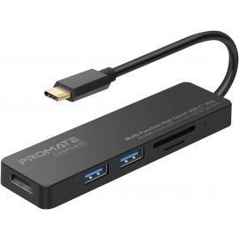 Promate Multi‑Function High Speed USB‑C Hub 4K HDMI, Dual USB 3.0, SD/MicroSD Card Reader