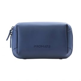Promate Velvena Tech Organizer Pouch Compact Lightweight PU Zippered Pouch for Gadgets Blue