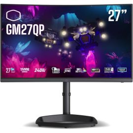 شاشة الألعاب المنحنية Cooler Master GM27QP مقاس 27 بوصة بدقة QHD معدل التحديث 240 هرتز زمن الاستجابة 1 مللي ثانية لوحة VA HDR400 المزامنة التكيفية HDMI DisplayPort مكبرات صوت أسود