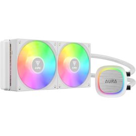 GAMDIAS AURA GL240 V2 WH White ARGB Liquid CPU Cooler – 240mm Radiator, 12-Slot 10-Pole Pump, Hidden Cable Routing, 30 Lighting Modes, Universal Socket Compatibility