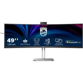 شاشة فيليبس المنحنية للأعمال 49 بوصة 49B25900 شاشة LCD مزدوجة عالية الدقة VA بدقة 5120 × 1440 ومعدل تحديث 75 هرتز ووقت استجابة 4 مللي ثانية ومنفذ HDMI 2.0 × 2 ومنفذ DisplayPort 1.4 باللون الأسود