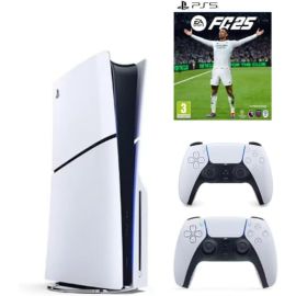 Sony PlayStation 5 Slim Disc with Extra Dualsense White Controller and FC25 PS5 - TRA Version