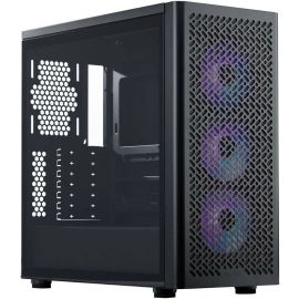 حالة كمبيوتر كولر ماستر إيليت 502 متوسطة البرج متوافقة مع ATX وMicro ATX وMini ITX مع لوحة جانبية من الزجاج المقسّى وتدفق هواء عالي باللون الأسود