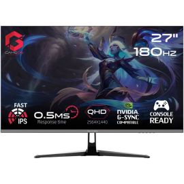 شاشة ألعاب GAMEON Pro Series مقاس 27 بوصة QHD سريعة IPS 2560 × 1440 معدل تحديث 180 هرتز وقت استجابة 0.5 مللي ثانية HDMI2.1 DP1.4 أسود