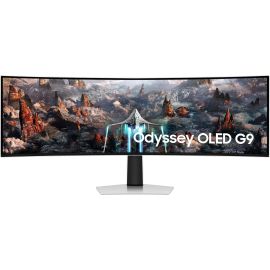 Samsung Gaming Monitor Curved 49 inch G9 G93SC Odyssey QHD OLED Dual 5120x1440 240Hz Refresh Rate 0.03Ms Response Time Height Adjustable 1800R Curvature Silver