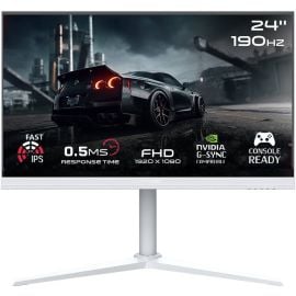 شاشة GAMEON Artic Pro Gaming Monitor Series 24 بوصة FHD Fast IPS 1920 × 1080 معدل تحديث 190 هرتز وقت استجابة 0.5 مللي ثانية وتقنية NVIDIA G-Sync وAMD FreeSync، لون أبيض