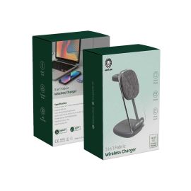 Green Lion 3 in 1 Fabric Wireless Charger 15W-Gray