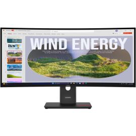 Lenovo ThinkVision Curved Monitor 34 inch T34WD-40 WQHD VA Display 3440 x 1440 120Hz Refresh Rate 4ms (Extreme Mode) Response Time 1500R Curvature, 16.7m Color Display, Black