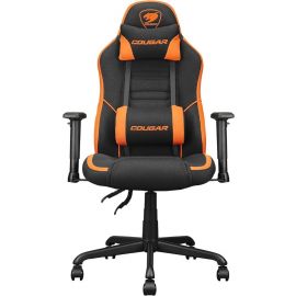 COUGAR Fusion SF Ergonomic Gaming Chair Skin-Friendly PVC Faux Leather, 2D Adjustable Armrests, Class 4 Gas Lift, Steel 5-Star Base Black & Orange