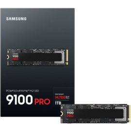 Samsung 9100 PRO 1TB NVMe M.2 2280 SSD, PCIe 5.0 x4 Interface, Sequential Read/Write Speeds up to 14,800/13,400 MB/s, Random Read/Write Speeds up to 2,200K/2,600K IOPS, 5-Year Warranty