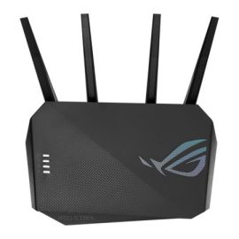 راوتر الألعاب ASUS ROG STRIX GS-AX5400 بتقنية WiFi 6 مزدوجة النطاق مع وضع الألعاب المحمول، وVPN Fusion، ومنفذ الألعاب، متوافق مع PS5، ويتميز بإضاءة ASUS Aura RGB و QoS التكيفية.