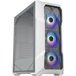 علبة ألعاب كولر ماستر ماستر بوكس TD500 Mesh V2 بحجم برج متوسط ATX مع زجاج مقسّى ثلاث مراوح CF120 ARGB وواجهة شبكية متعددة الأضلاع ومنفذ USB 3.2 أبيض