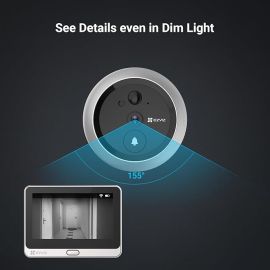 EZVIZ DP2C 1080p Peephole Camera with 4.3" Color Screen Display, Built-in Chime, and Rechargeable Battery