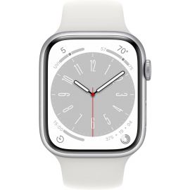 Apple Watch Series 8 GPS 45mm Silver Aluminum Case with White Sport Band S/M