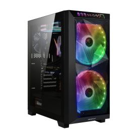 علبة ألعاب GAMDIAS Apollo M1 Elite ARGB متوسطة الحجم، مزودة بلوحين زجاجي مقاومين للحرارة، وشريط إضاءة ARGB أمامي، ونظام تبريد محسّن.