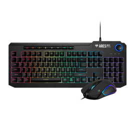 GAMDIAS ARES P2 Lite 2-IN-1 Combo Wired Keyboard & Mouse, RGB Membrane Keyboard, 19-Key Rollover, Volume Dial, 3600 DPI Ergonomic Gaming Mouse, Plug & Play, Black