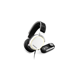 سماعة الألعاب SteelSeries Arctis Pro + GameDAC باللون الأبيض مع ميكروفون إلغاء الضوضاء