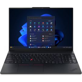  لابتوب لينوفو ThinkPad E16 الجيل الثالث بمعالج Intel Core Ultra 5 225U، ذاكرة RAM بسعة 16GB، سعة تخزين SSD 512GB، بطاقة رسومات إنتل، شاشة 16 بوصة بدقة WUXGA من نوع IPS، لوحة مفاتيح إنجليزية وعربية، اللون أسود، نظام التشغيل ويندوز 11 برو