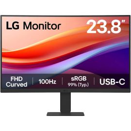 LG Curved Monitor 24U421A 24 inch FHD VA Display 1920 x 1080 100Hz Refresh Rate 5ms Response Time 1500R Curvature, Flicker Safe, Black Stabilizer, Dynamic Action Sync, Black